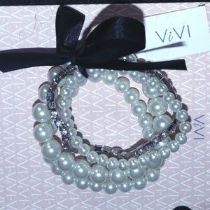 Stretch Faux Pearl Bling Bracelet